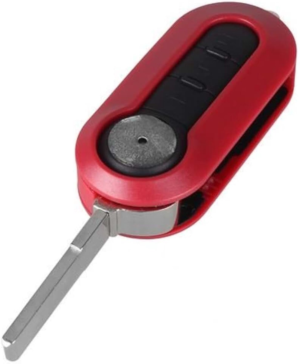 Hoes met rode sleutel voor Fiat 500 Abarth Bravo Ducato Panda Punto Doblo 500L - 3 knoppen - afstandsbediening met blad