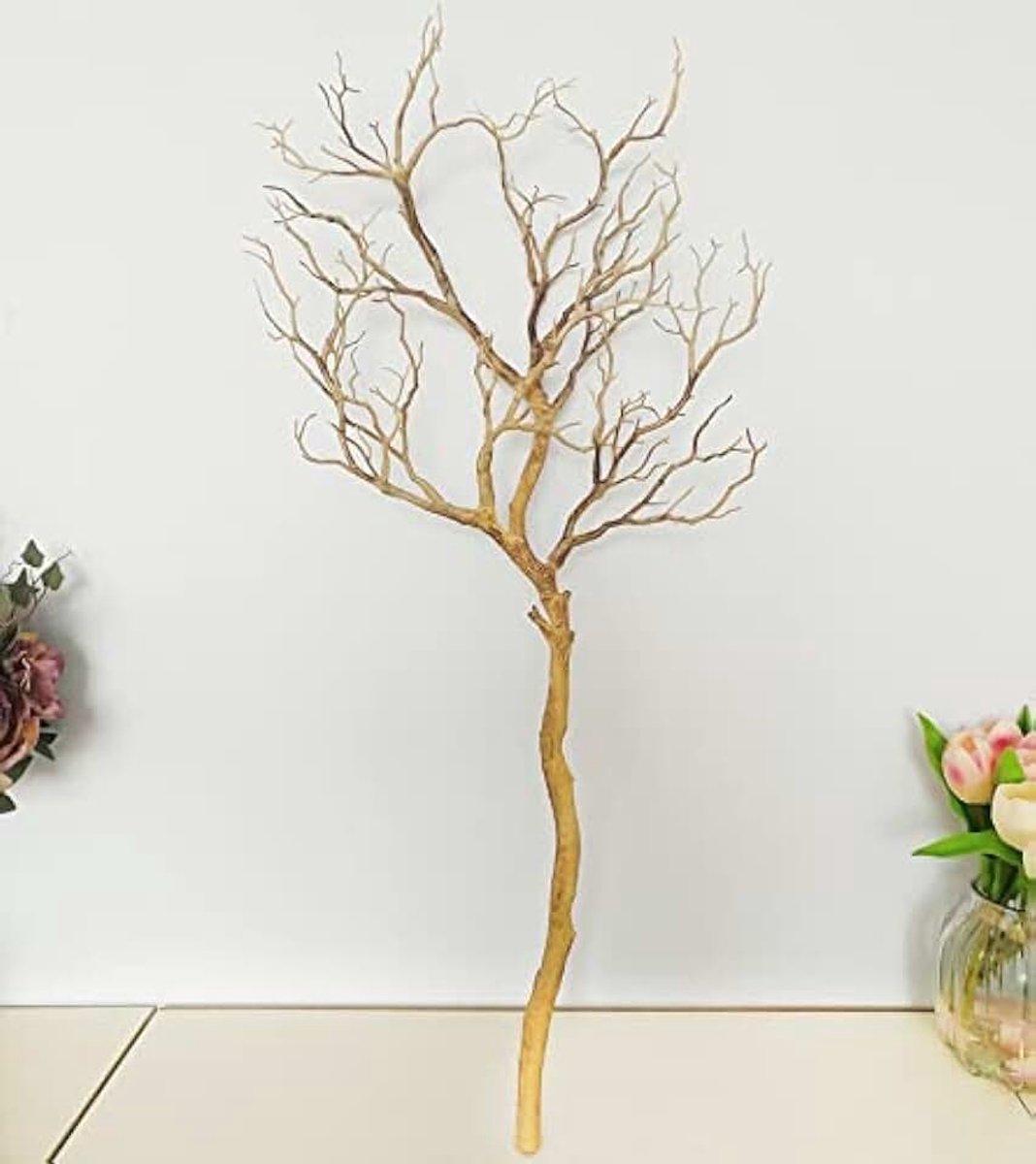 Palmboom 1 STKS Kunstmatige Zwart Wit Boomtakken Plastic Koraal Kunstbloemen voor Thuis Bruiloft Decoratieve Gedroogde Boomtakken H90CM Nep Planten (Kleur: Chocolade)