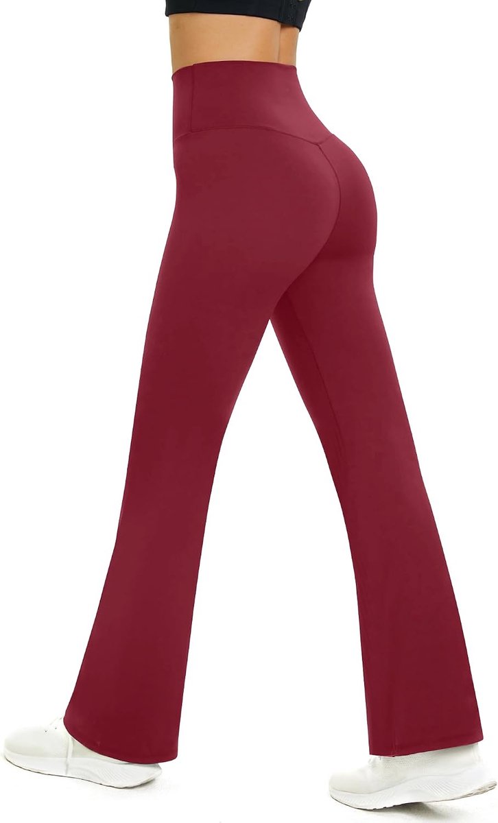 Yogabroek voor dames, uitlopende sportbroek met hoge taille, buikcontrole, training, fitness, joggingbroek