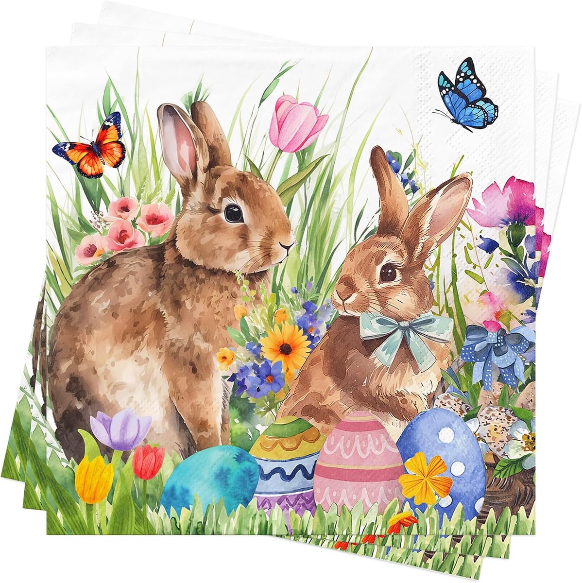 Servetten Lente Bloemen Napkins Middag Thee Party Verjaardag Easter Bunny Tissue Papier Napkins Tafeldecoraties Wegwerp Papieren Napkins Paas Party Benodigdheden 33x33cm