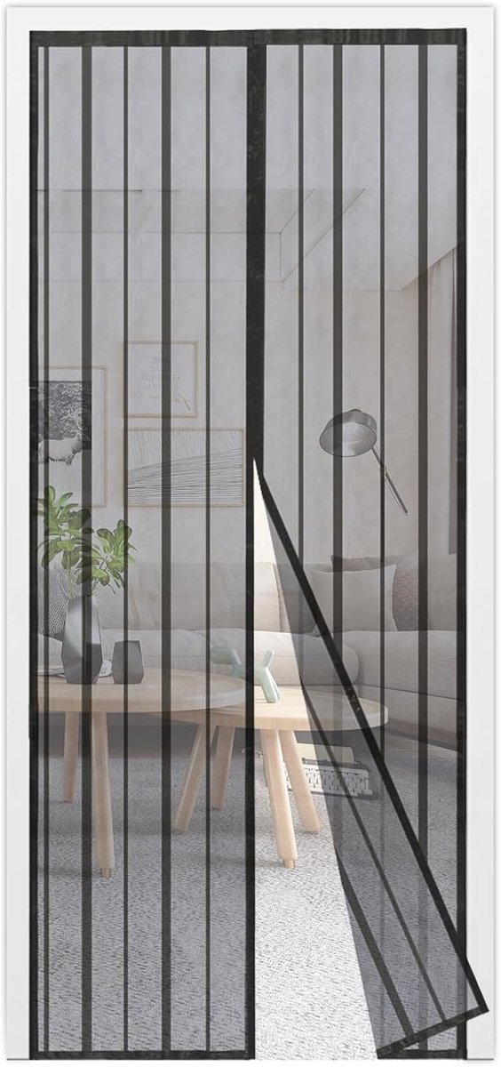 Magnetische vliegenhor, vliegengaas voor deurkozijn, voor houten, ijzeren, aluminium deuren en balkon (70 x 210 cm, zwart)