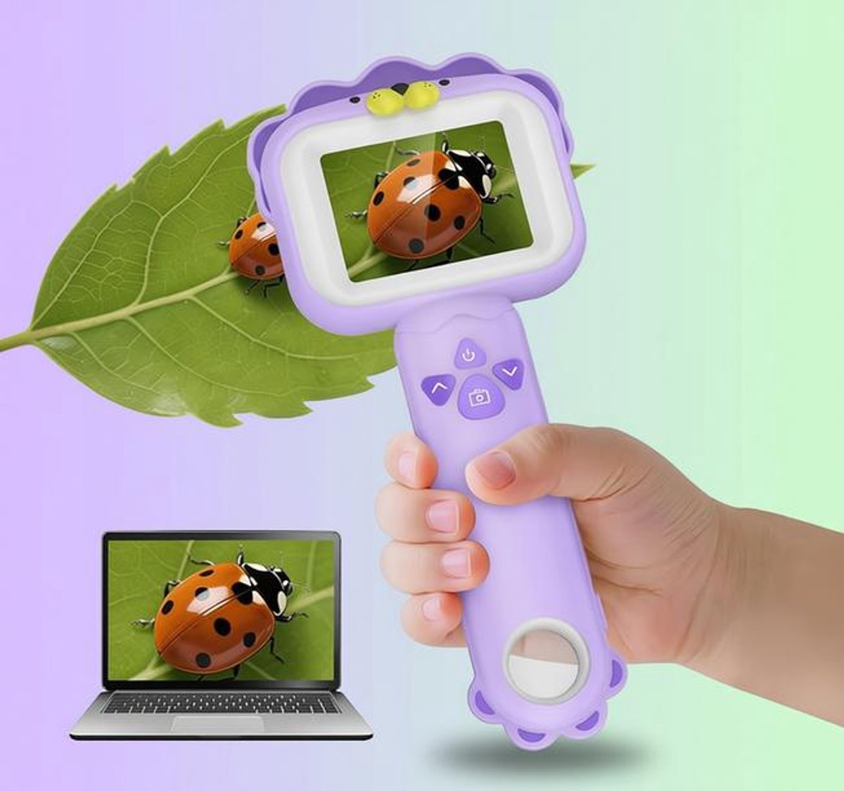 Microscoop voor Kinderen - 2,4" IPS Scherm - 500x Vergroting - Educatief Wetenschapsspeelgoed - STEM Cadeau voor Jongens en Meisjes 3-12 jaar