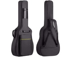 Gevoerde Gitaartas - Beschermhoes Gitaar - Gitaarhoes - 104 cm - 41 inch - 600D Oxford - Waterdicht - met Vakken - Voor Akoestische Gitaar & Klassieke Gitaar - Gitaar Accessoires