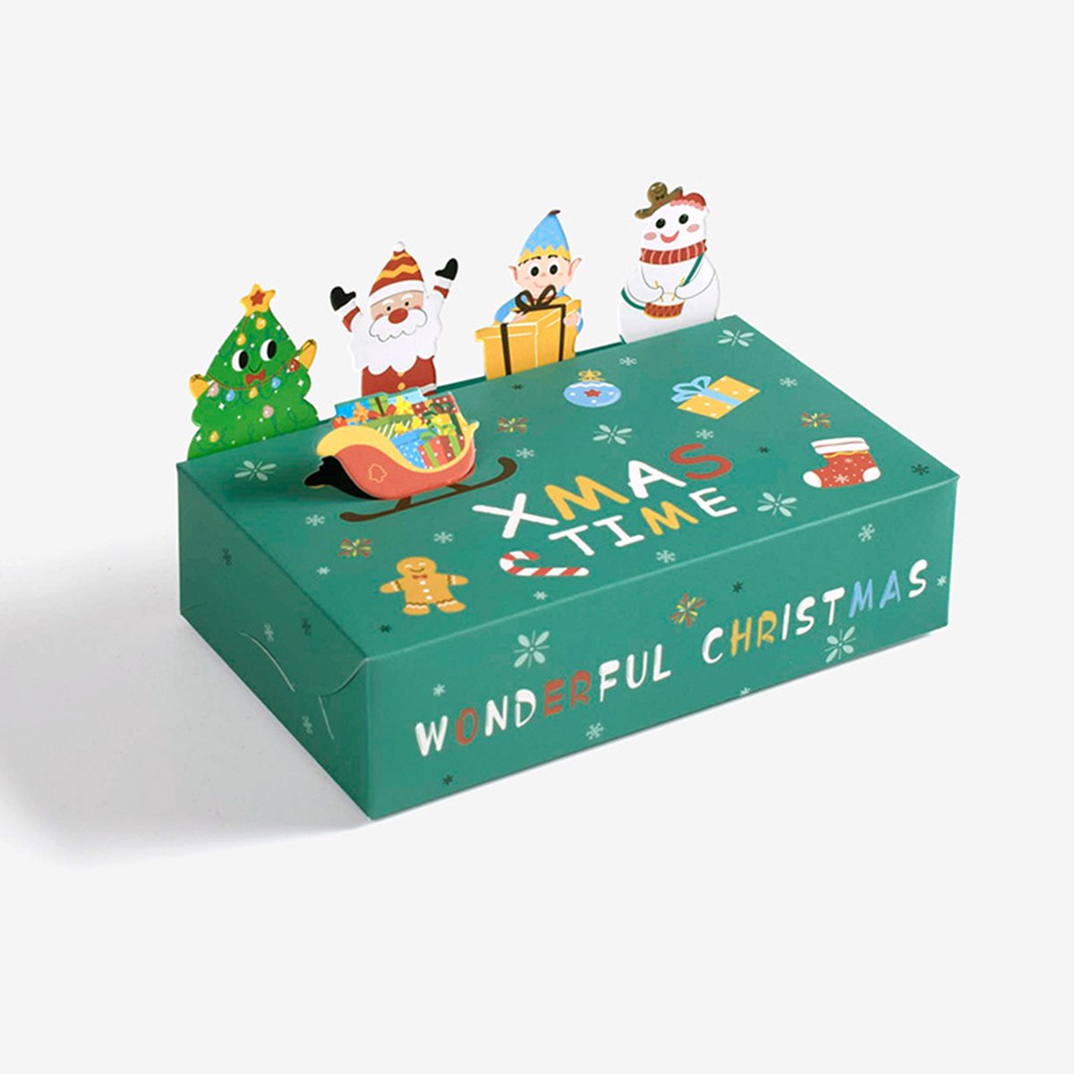 Groene Kerstcadeaudozen met 3D Doosvorm – 10 Stuks – Leuke Kartonnen Dozen voor Snoep- Cadeautjes - Feestdecoratie