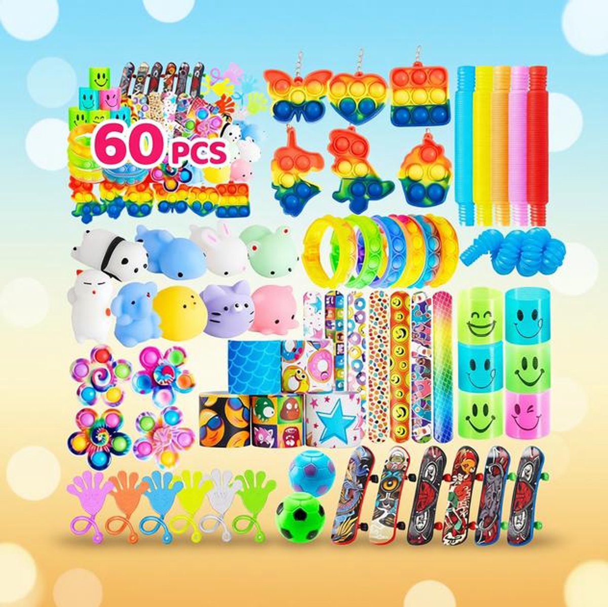 60 Stuks Feestcadeauset met Fidget Speelgoed, Goodie Bag Vullers en Verjaardagscadeaus voor Kinderen