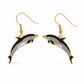 Behave - Oorhangers dames - dolfijn - zwart-wit - goudkleurig