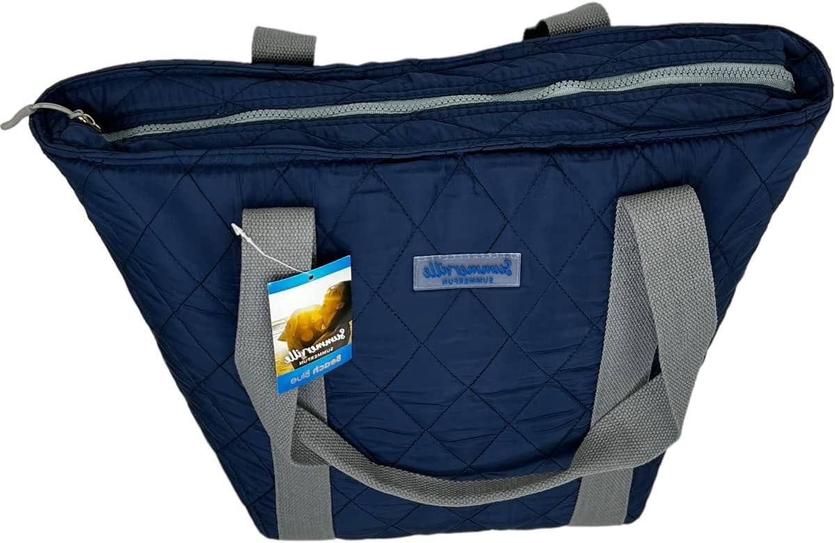 Koeltas - Strandtas - Boodschappen Koel - Thermisch Gevoerd - 25 Liter - Blauw Grijs