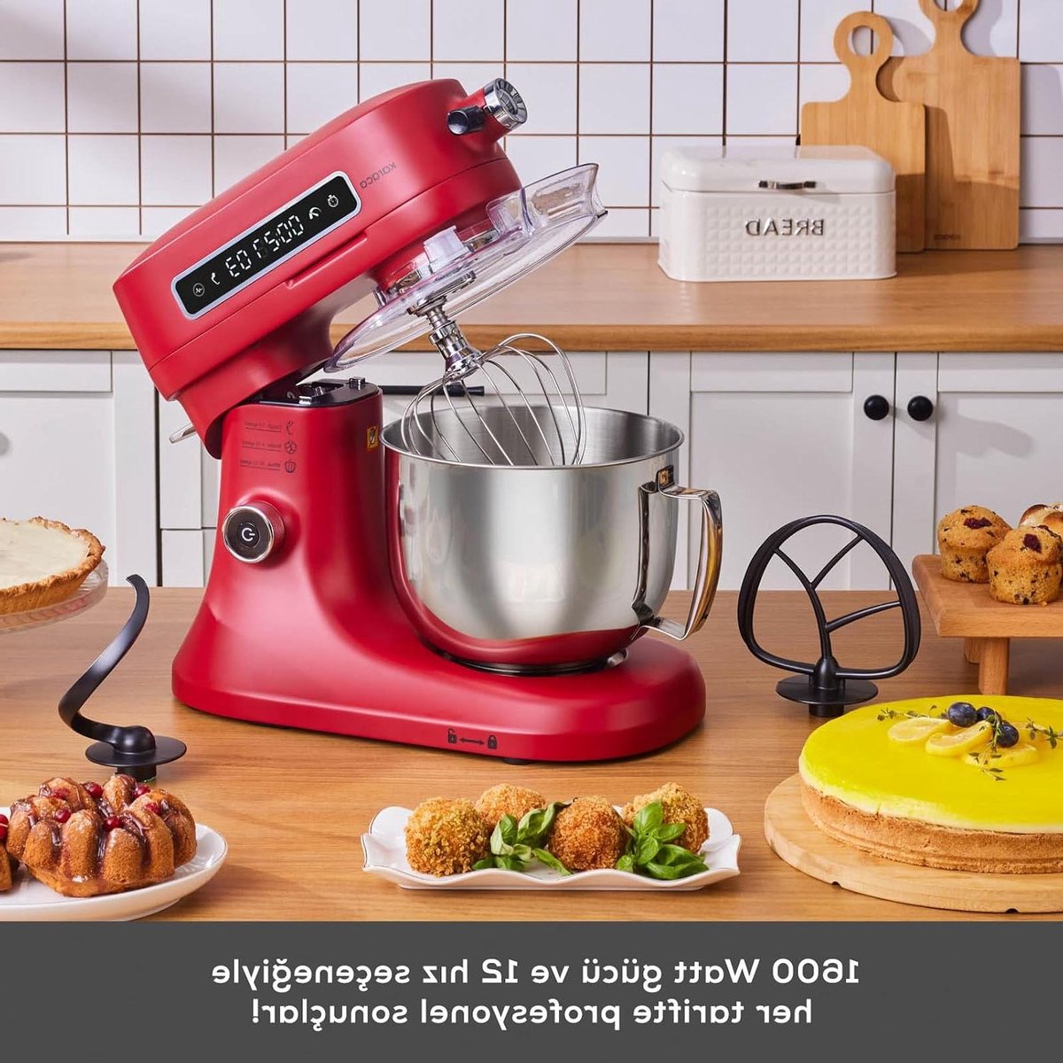 Keukenmachine - Mixer - Bakken en Koken - 6 Snelheden - 5 Liter Kom - Rood