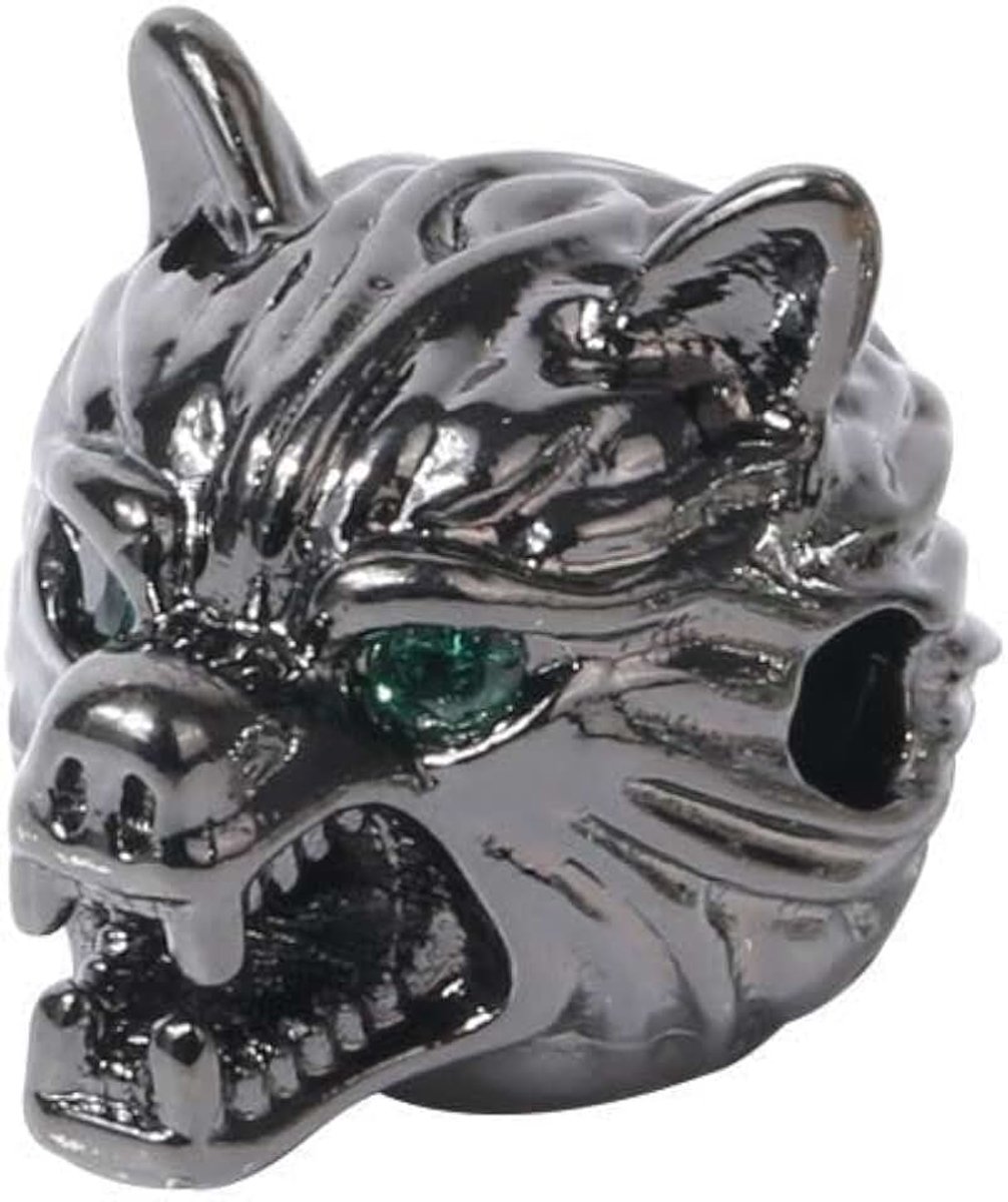 Kwaliteit Cubic Zirkonia geplaveide kralen voor sieraden maken, Wolf Head Charm kralen voor kettingen Armbanden Fabricage 11.8 * 14.6mm gun black