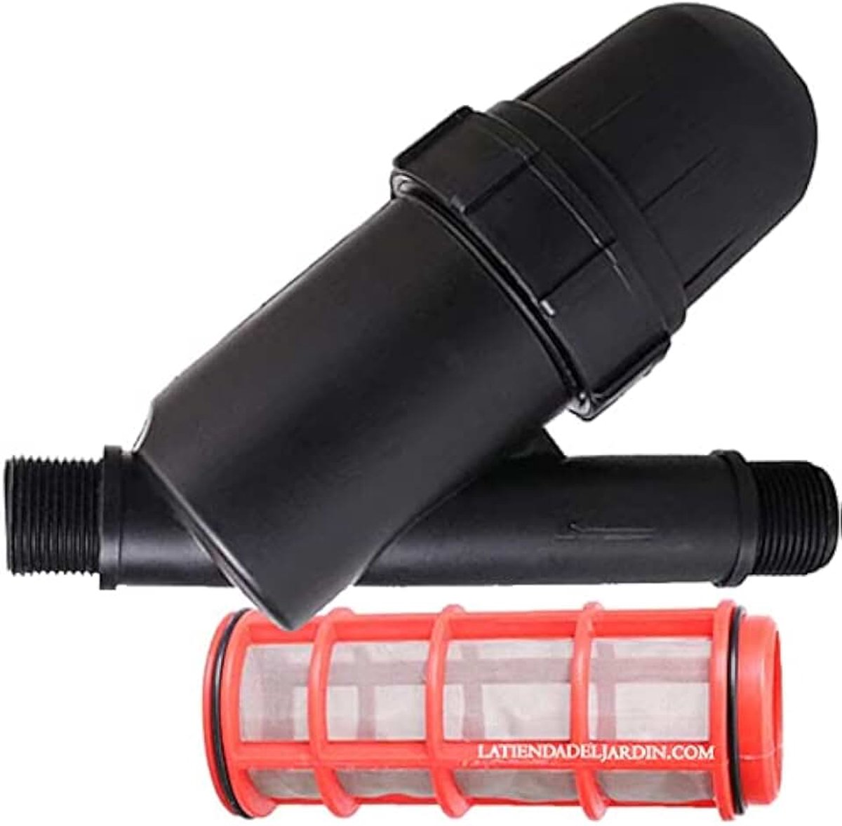 Maasfilter 3/4 inch voor buizen 25 mm. Gebruikt in irrigatiesystemen en druppelirrigatie. Schroefdraad 3/4 inch en filtercapaciteit 120 mesh.