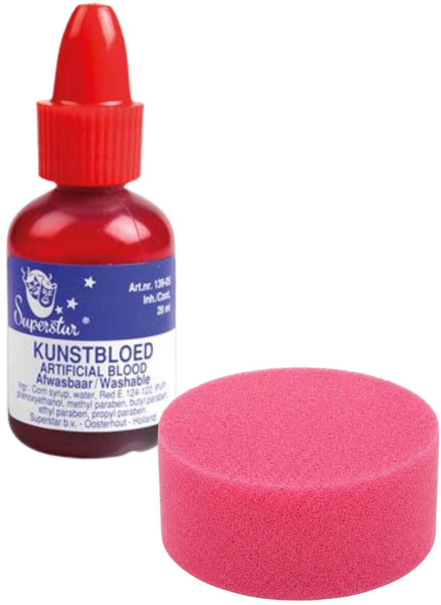 Superstar party Tube horror nepbloed met sponsje - 20 ml - Halloween verkleed make up - namaak bloed - filmbloed