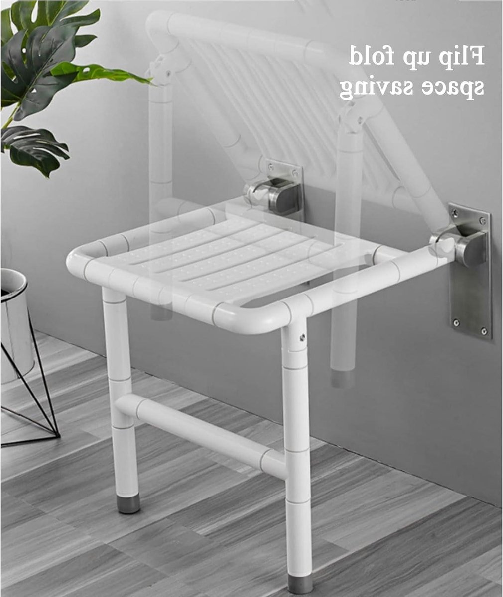 Douchekruk Opvouwbaar - Badkamerstoel Wandmontage - Veilig Douchen - Ruimtebesparend Ontwerp - 350 kg Capaciteit - Wit