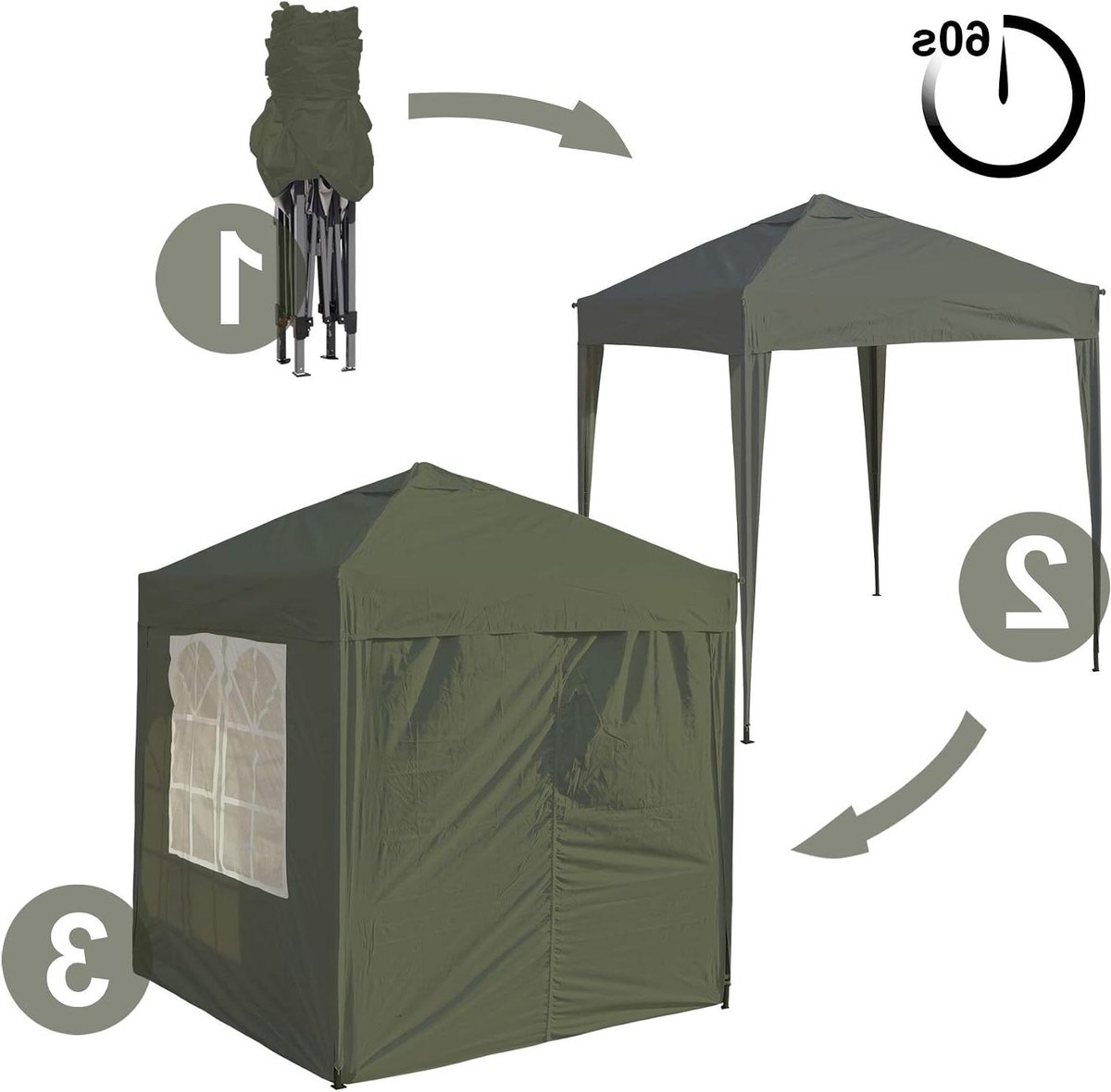 Pop-up tuinhuisje - Feesttent Prieel - Feest Organiseren - Volledig Waterdicht - 3x3 meter - Groen