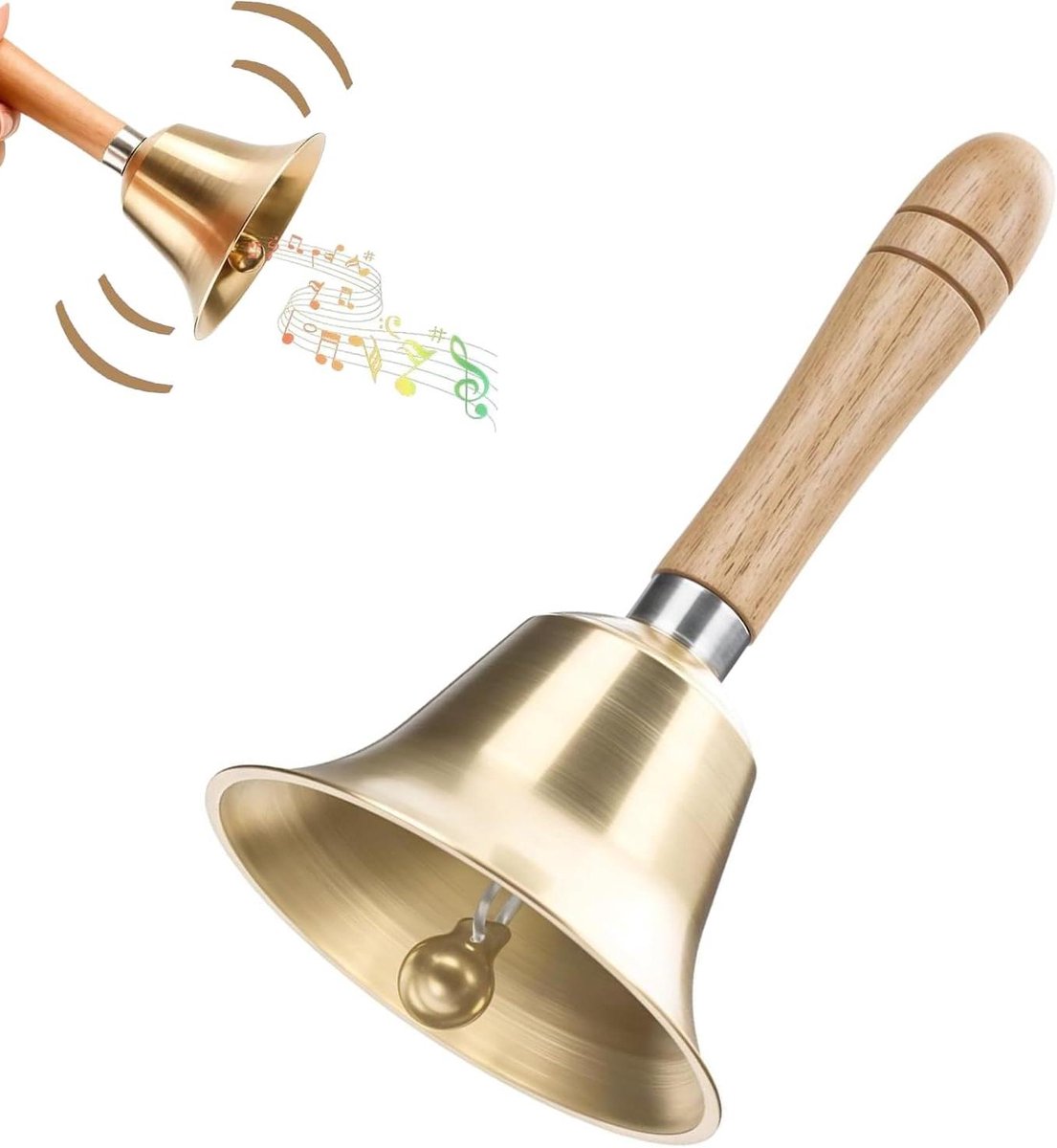 Handbel Messing - Klassieke Bel - Aandacht Trekken - Luid Geluid - 15 x 8 cm - Goud