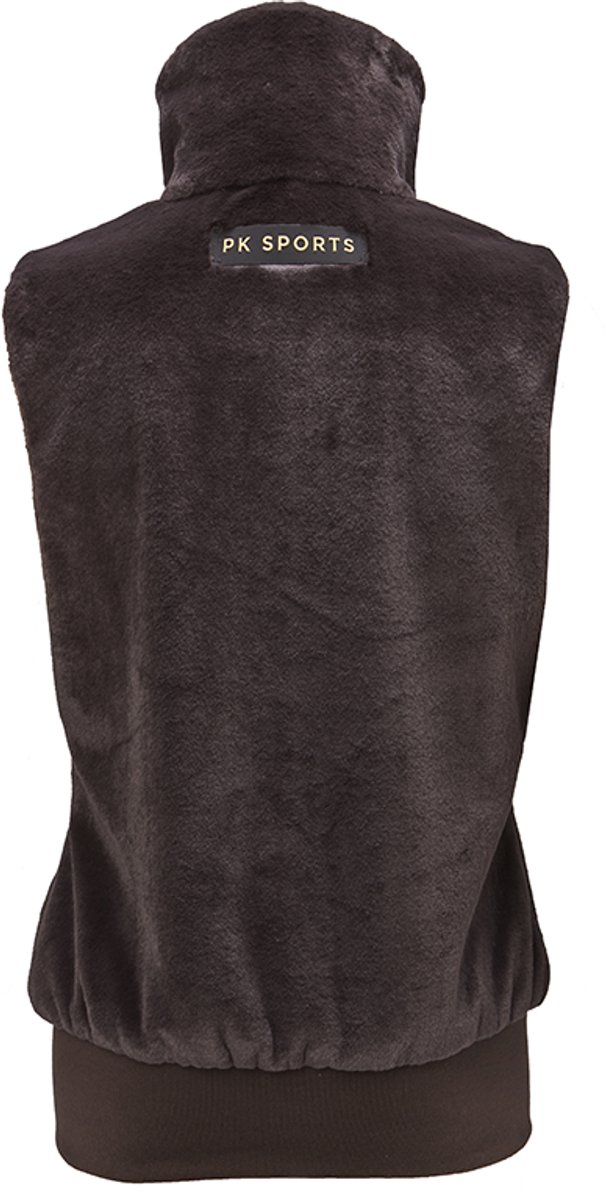 PK International - Taury - Fluffy Bodywarmer - Bodywarmer - Ritszakken - Gouden afwerking - Hoge kraag - Jersey voering - Coffee - Donkerbruin - XL/42