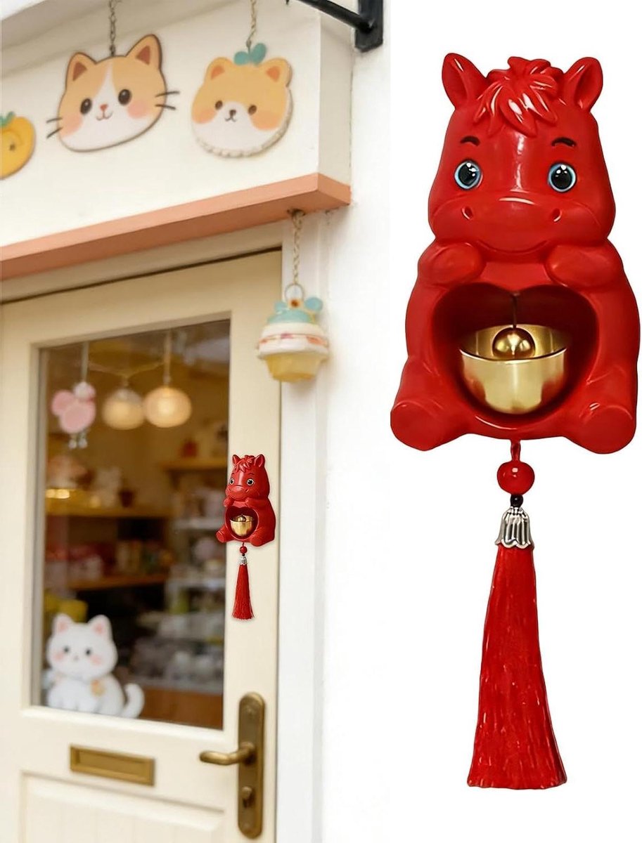 Decoratieve Deurbel - Ingangsalarm - Bezoekers Melder - Hoefijzervorm Design - 105 cm - Rood