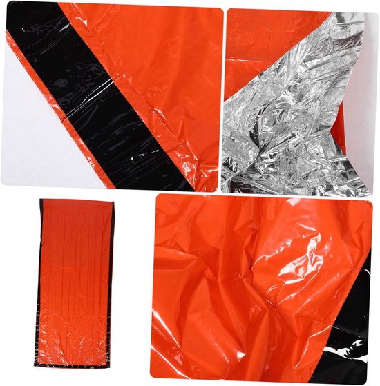 Noodslaapzak - Survival deken - Buitenactiviteiten - Waterdicht en warm - 213 x 90 cm - Oranje — afbeelding 5