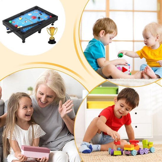 Miniatuur Pooltafel - Biljart Tafelspel - Spelplezier Binnen - Fijn Afgeronde Hoeken - 43 x 30 x 5 cm — afbeelding 4