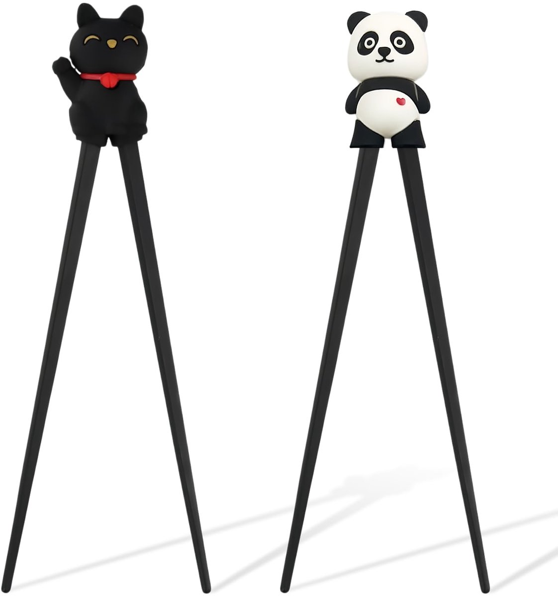 Eetstokjes herbruikbaar - antislip voor beginners - schattig panda- & gelukskatontwerp - SnelShoppen