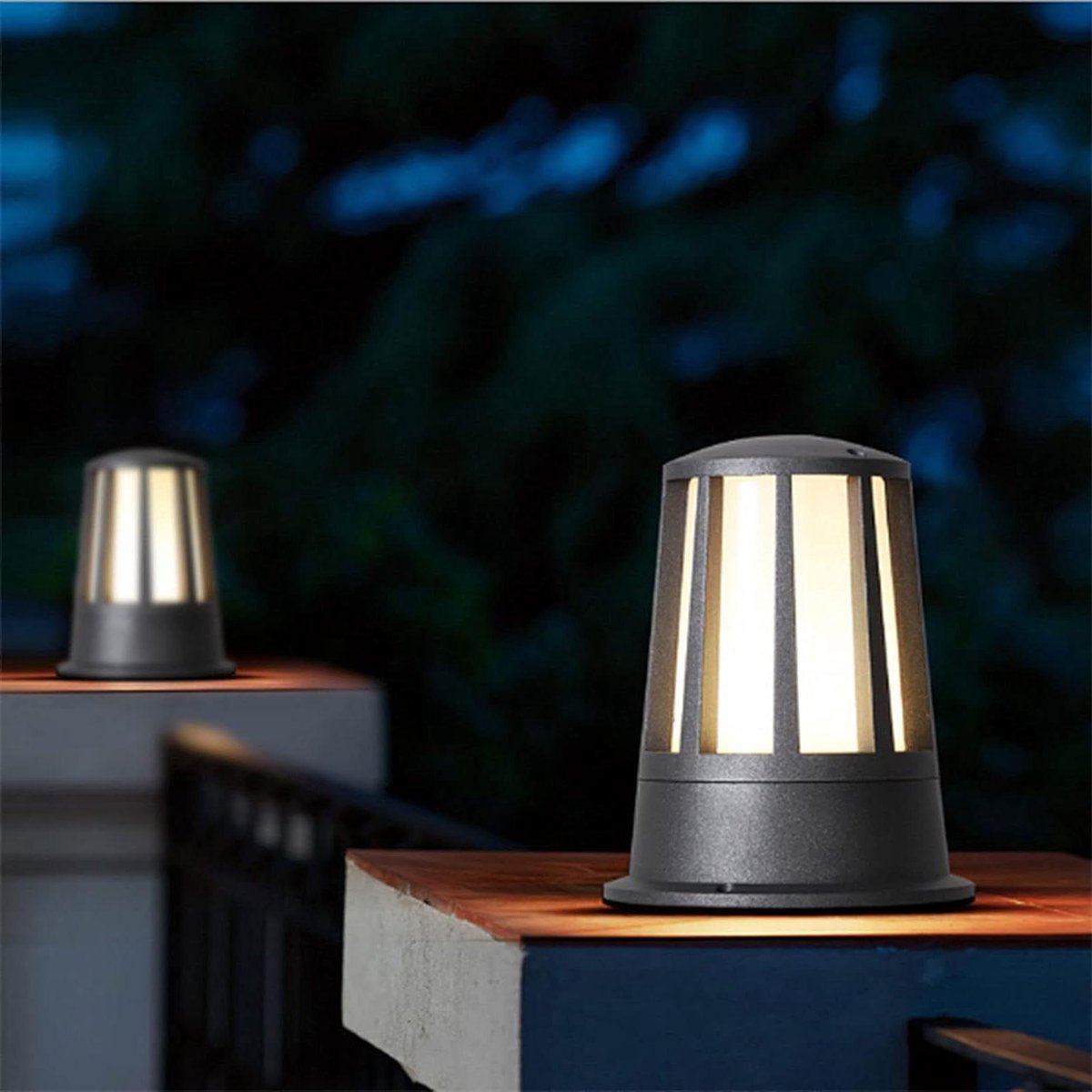 Tuinpoort Lantaarn - Paalverlichting Buiten - Terras Verlichten - Waterdicht Aluminium Frame - E27 Fitting - Zwart