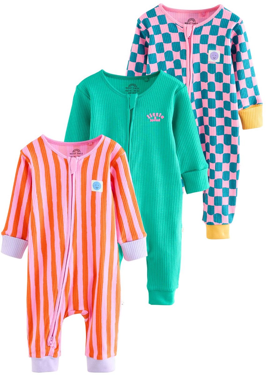 Next - Meisjes - Set van 3 babypyjama's met tweewegritssluiting - Oranje