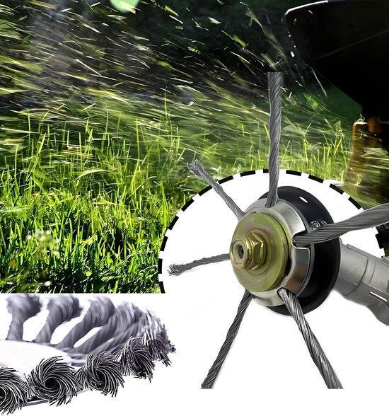 2-delige stalen draad grastrimmerkop, tuin grastrimmer snijkop, borstelkop met geknoopte draad, universele draadwiel vervanging voor grasmaaier accessoires (6 koppen) — afbeelding 3