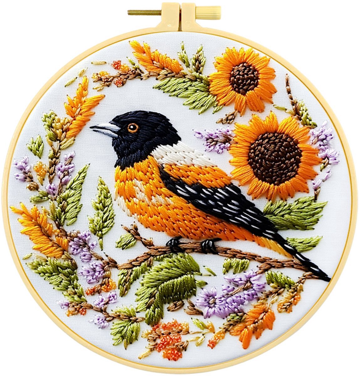 Casalora Borduurpakket Vogels en bloemengeur – DIY Borduurset voor Beginners en Volwassenen – Vogels en Bloemengeur Borduren met Borduurring, Voorgedrukt Borduurstof en Accessoires – Handwerk Borduur Kit