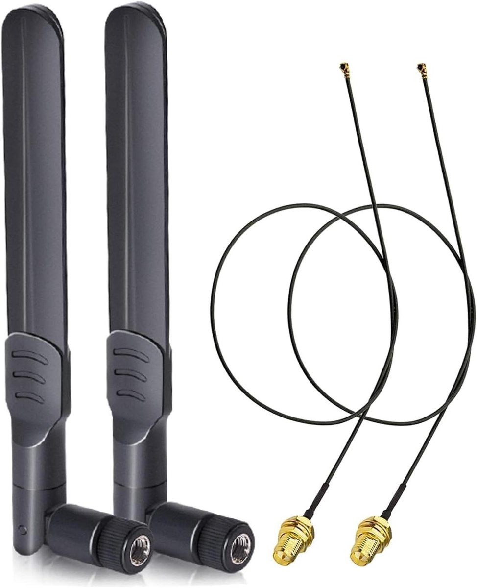 Wifi Antenne Set - Draadloze Versterker - Netwerk Verbetering - Dual Band Ondersteuning - 2 Stuks 25cm - Zwart