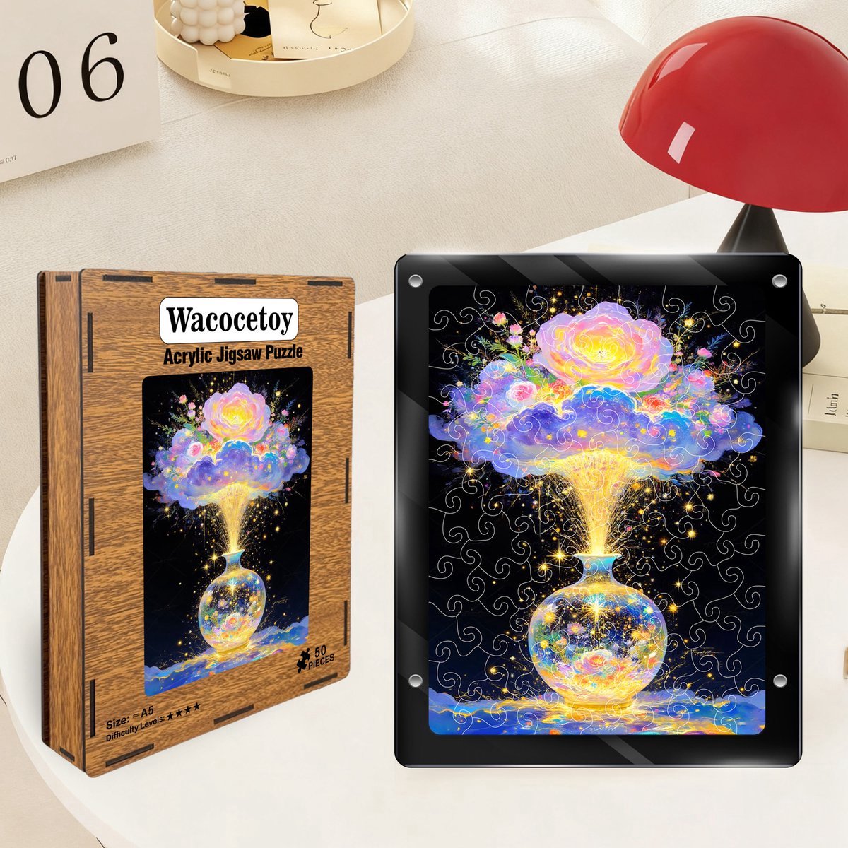 Casalora Puzzel Volwassenen - Acryl Puzzel Bloemenpracht Thema – Decoratieve 3D Puzzel met Transparant Effect – DIY Puzzel Decoratie – Cadeau Idee