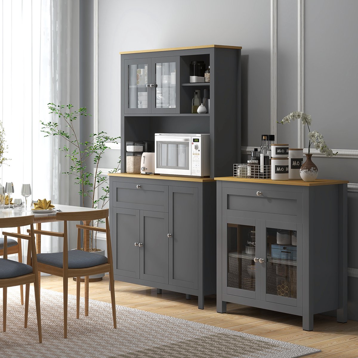 HOMCOM Keukenkast - Spaanplaat - 60x30x128cm - Wit