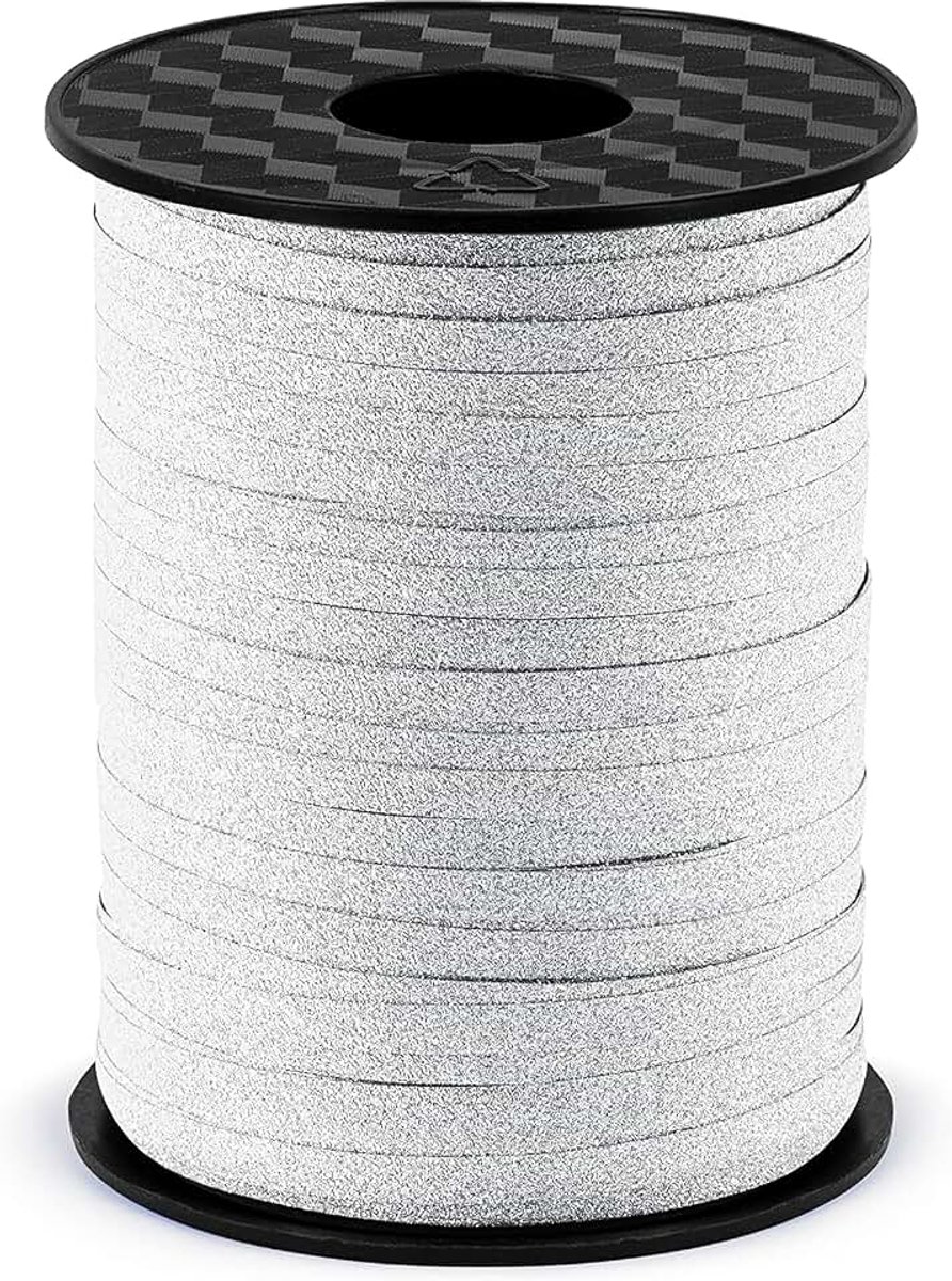 Plooiband, cadeaulint, 5mm/225m zilver glitter PRB5-018