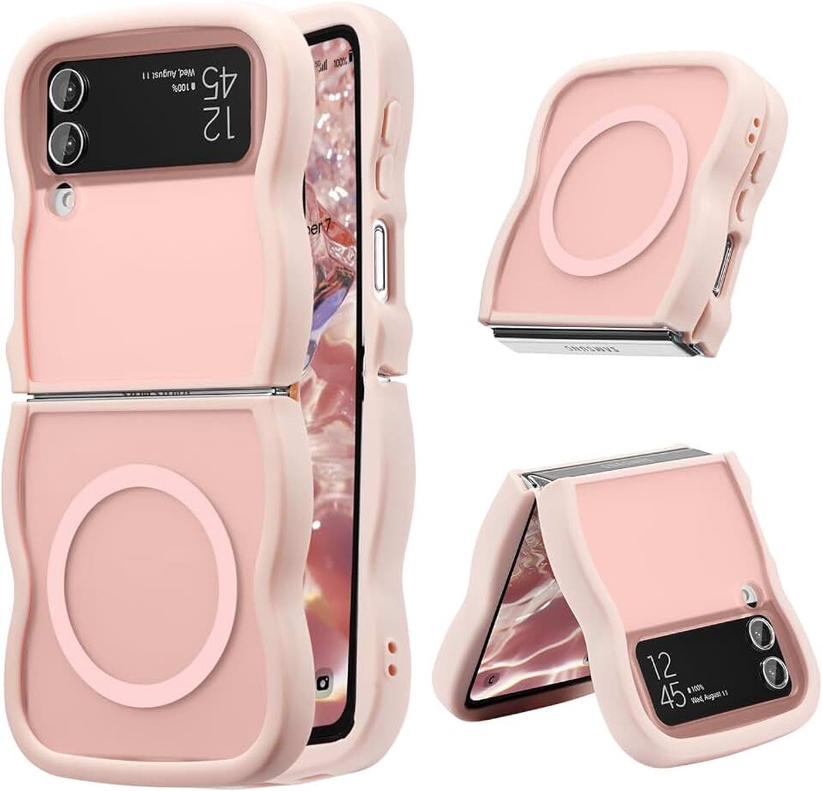 Magnetische hoes voor Samsung Galaxy Z Flip 3/Z Flip 4 5G, siliconen mat, doorschijnende telefoonhoes met draadloos opladen, stootvaste krasbestendige beschermhoes, zachte bumper cover, case