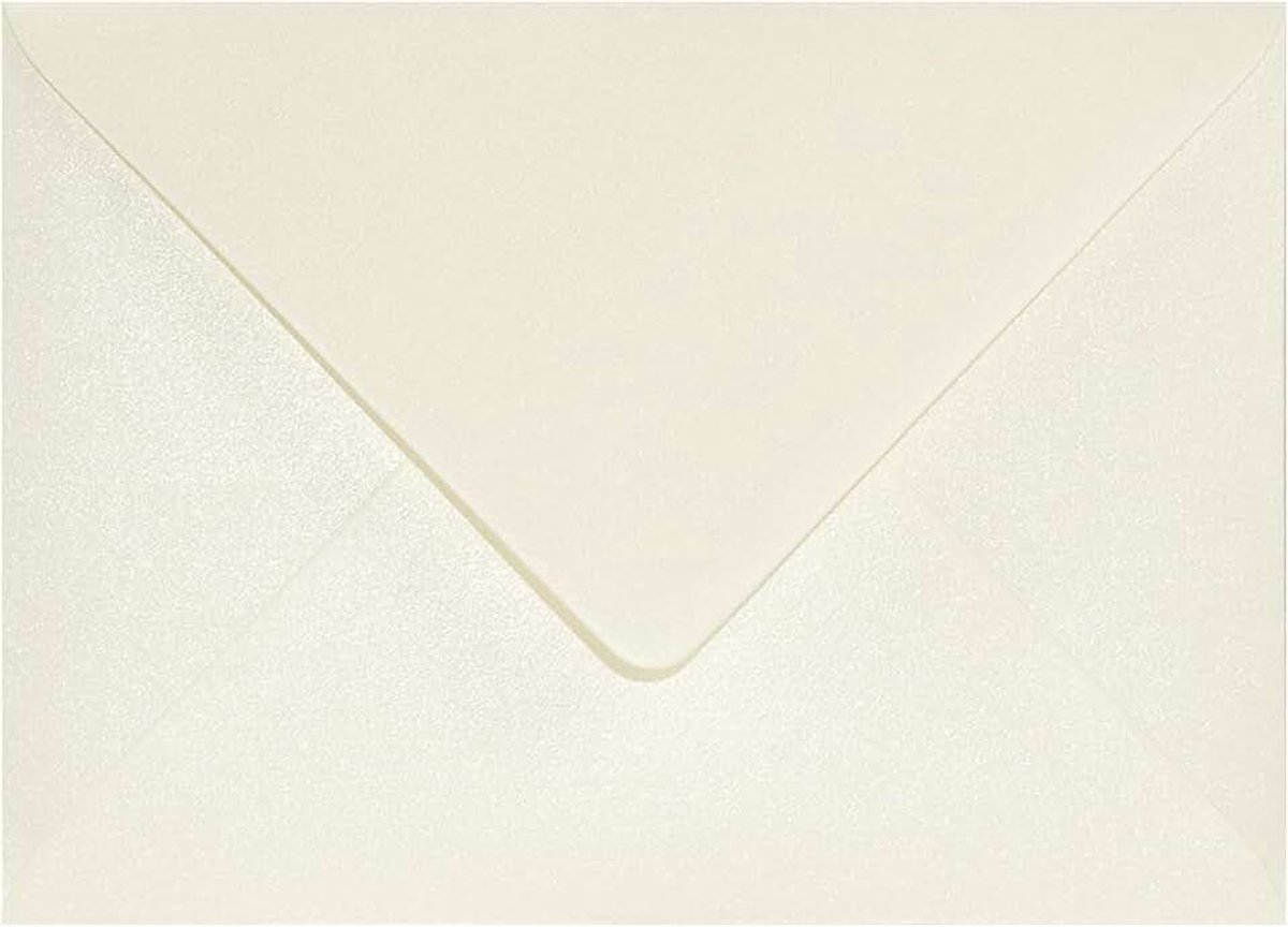 100 parelmoer creme B6enveloppen 125x175mm Aster Metallic Cream puntflap zonder venster voor uitnodigingen wenskaarten bedankbriefje