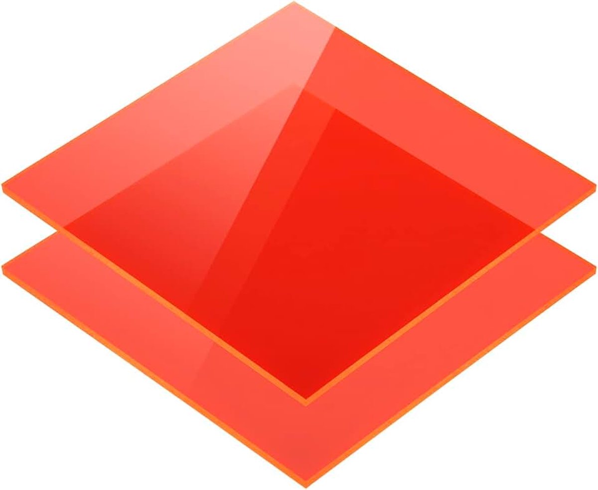 Acrylglas op maat gezaagde kleuren, fluorescerend, GS-plaat, 3 mm dik, veelzijdig bruikbaar, binnen en buiten, onbreekbaar merk acrylglas voor lichtobjecten (oranje fluorescerend, 20 x 30 cm)