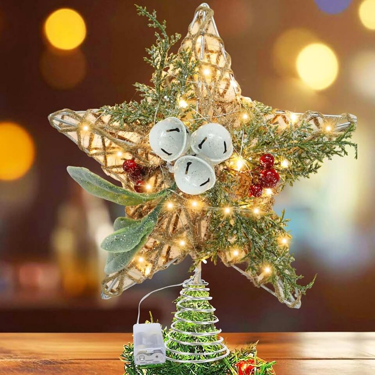 Ster, 29,5 cm kerstboomtop ster, LED kerstboomtop, kerstboomtop, dennenboomtop, Christmas Tree Topper, kerstboomster, boomtop kerstboom decoratie