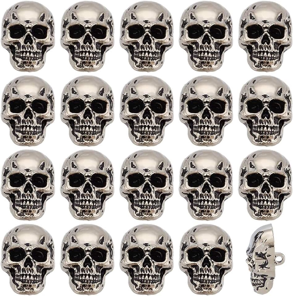 PandaHall 20 stks schedel knop skelet hoofd schacht knop versieringen knoppen decoratie punk stijl schedels naaien op knoppen voor kleding tassen hoeden broches ambachtelijke accessoire, antiek