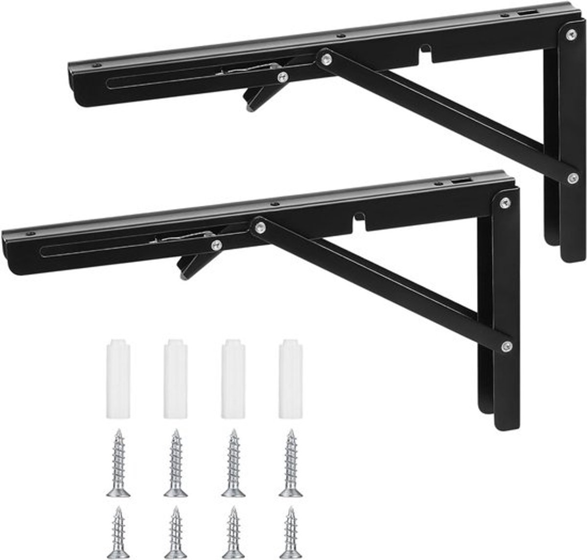 Vouwbare Console met Stevige Scharnieren en Hoekplanksteunen voor Thuis, Keuken en Kantoor - Zwart (30cm)