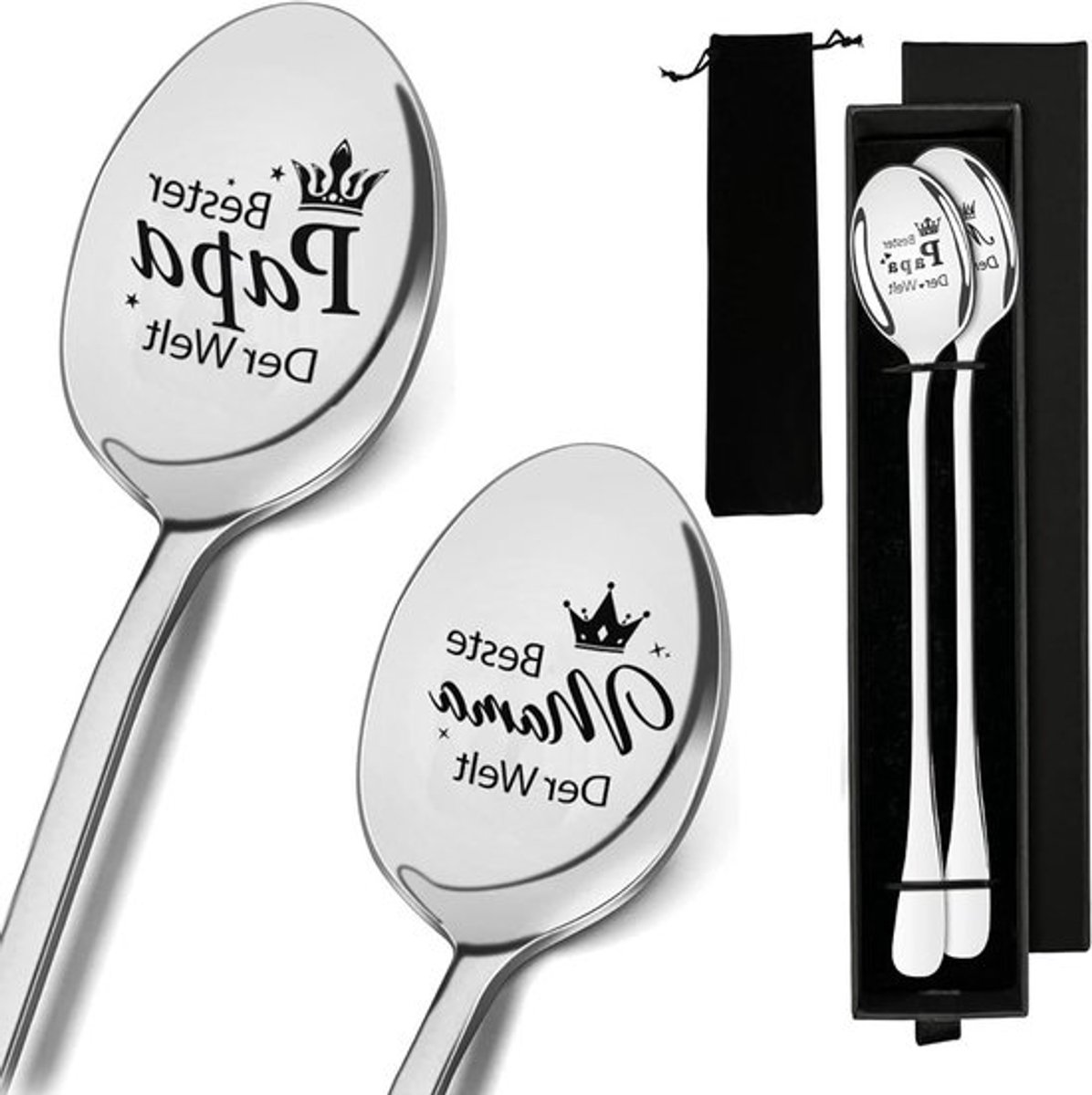 Sleutelhanger Lepels met Gravure, Vaderdag Cadeau, Paasgeschenken voor Ouders