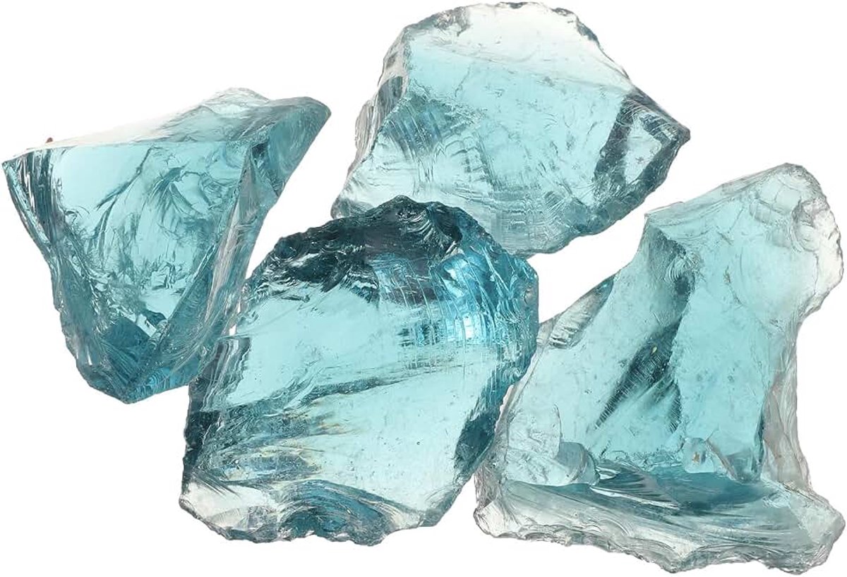 Glas voor open haard, 5-8 cm, hoogglanzende reflecterende glazen stenen voor natuur- of propaanhaard, veilig, glas voor open haard, turquoise, 400 g