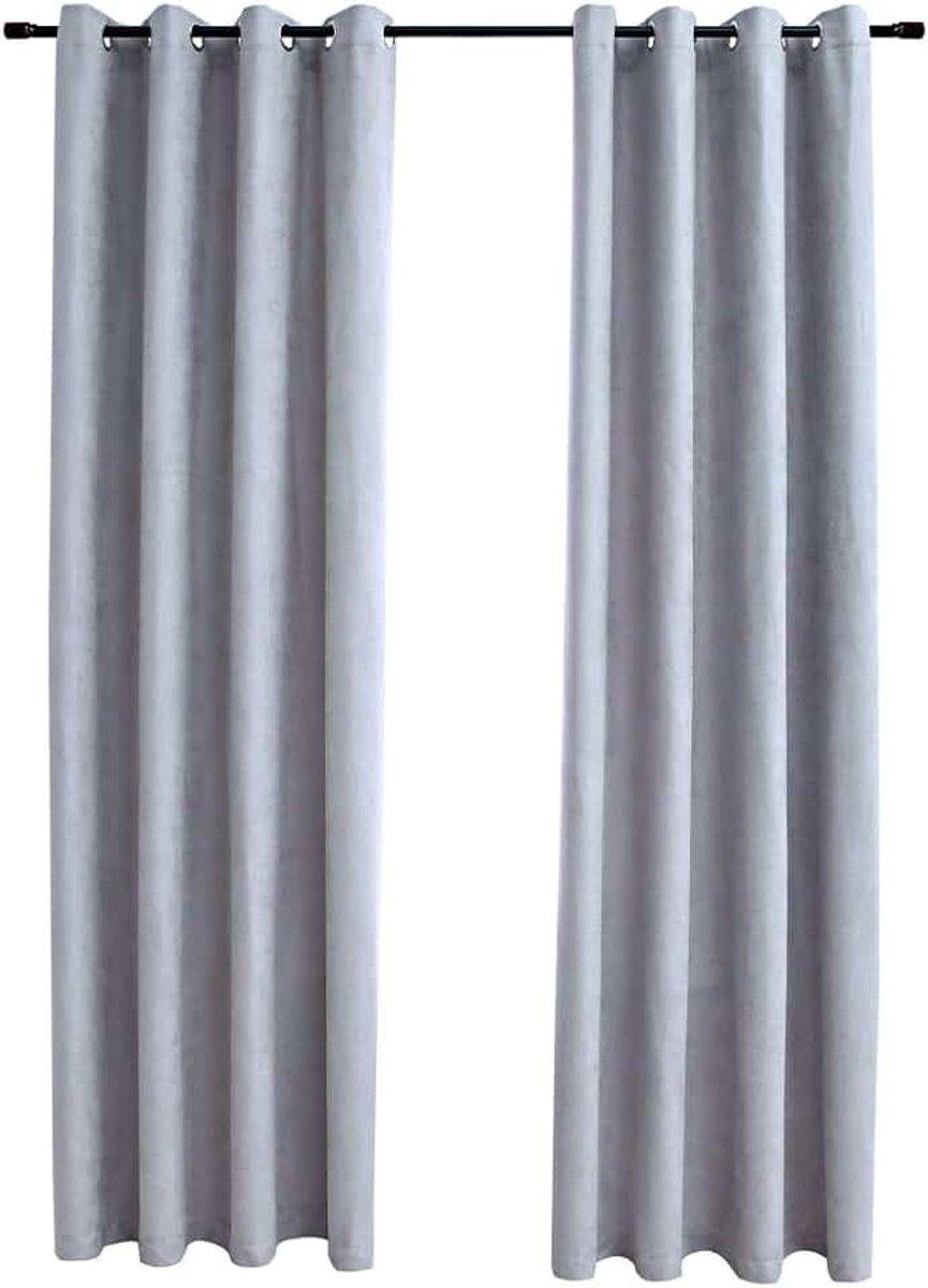 Set van 2 gordijnen, verduistering met metalen ogen, verduisteringsgordijn, plooiband, thermische gordijnen, ondoorzichtige gordijnen, 140 x 245 cm, grijs