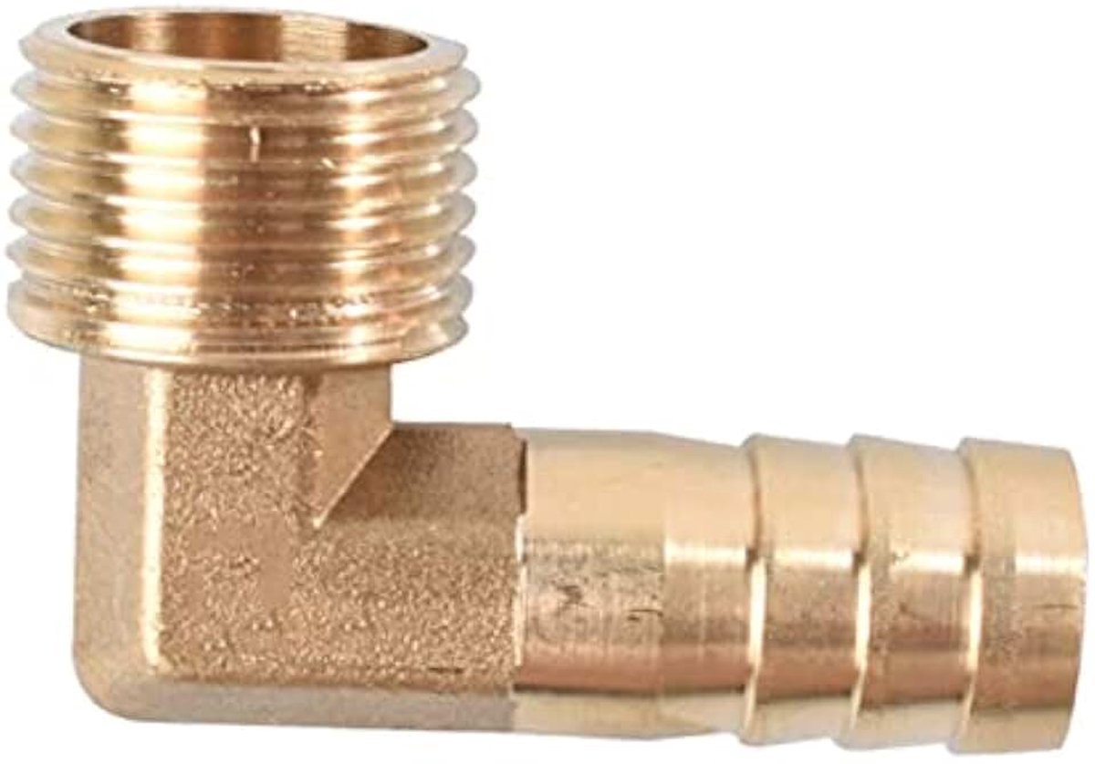 Elleboogfitting, 90 graden elleboogweerhaak slangfitting adapter, 1/2 "BSP NPT buitendraad x slangweerhaak 19 mm