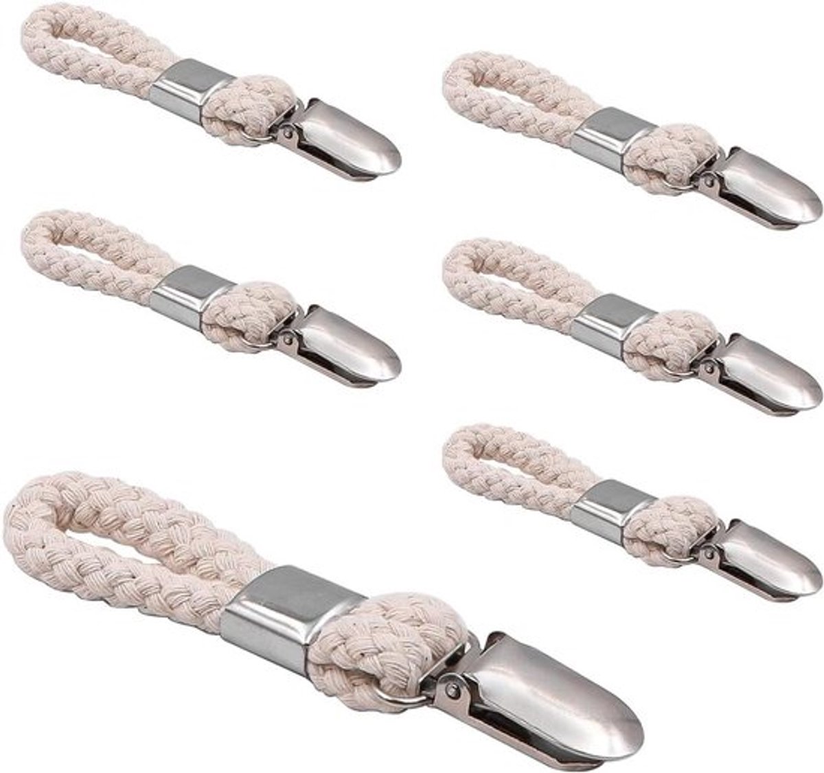 Handdoekclips - Theedoekclips - Set van 6 - Katoen - Metalen klemmen - Ophangen kleding strandhanddoeken - Keuken badkamer kasten - Geschikt voor alle handdoeken - Diverse kleuren en modellen