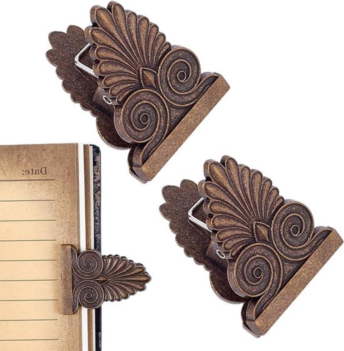 Clip voor boekhouding - Binder clips - Antiek bronzen vintage design - Papierorganisatie - Herbruikbare TN-accessoires - Geschikt voor reizigers - Brons - 2 Stks set