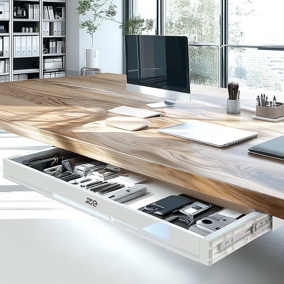 Ondertafel-lade 758 mm stalen geleidingen tot 10 kg | ruimtebesparende werkplek-organizer voor kantoor en thuiskantoor