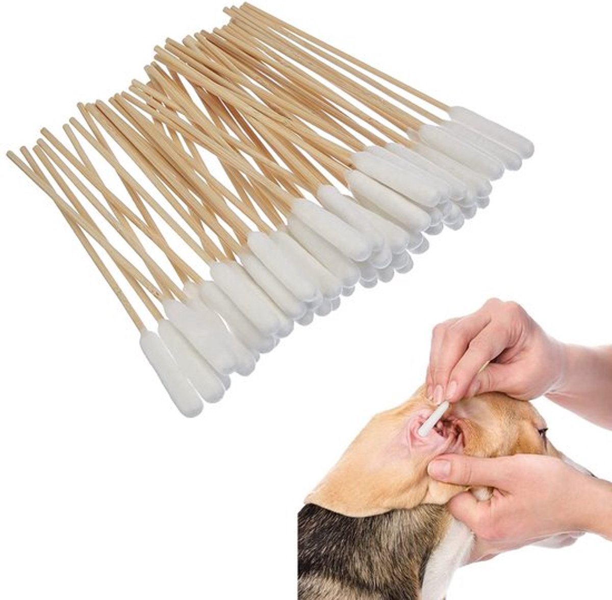 Katoenen staven voor honden en katten - 50 stuks - Oorverzorging en hygiëne - Dierenverzorging - Natuurlijk katoen