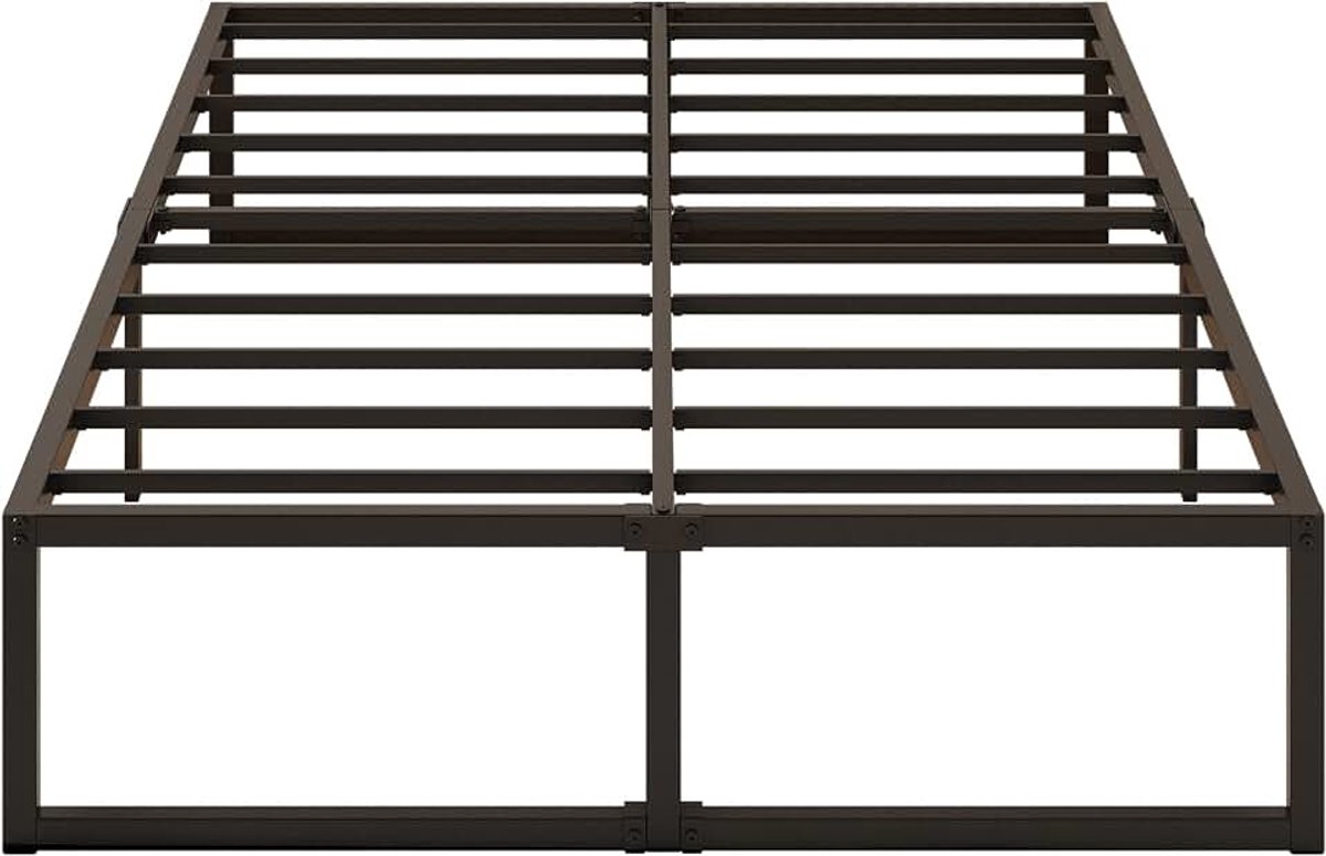 Tweepersoonsbed 120 x 200 cm Metalen Bed Met Lattenbodem, Hoogte 41 cm, Dubbel Bedframe, Stil, Stabiel, Minimalistisch Design, Eenvoudig te Monteren, Zwart