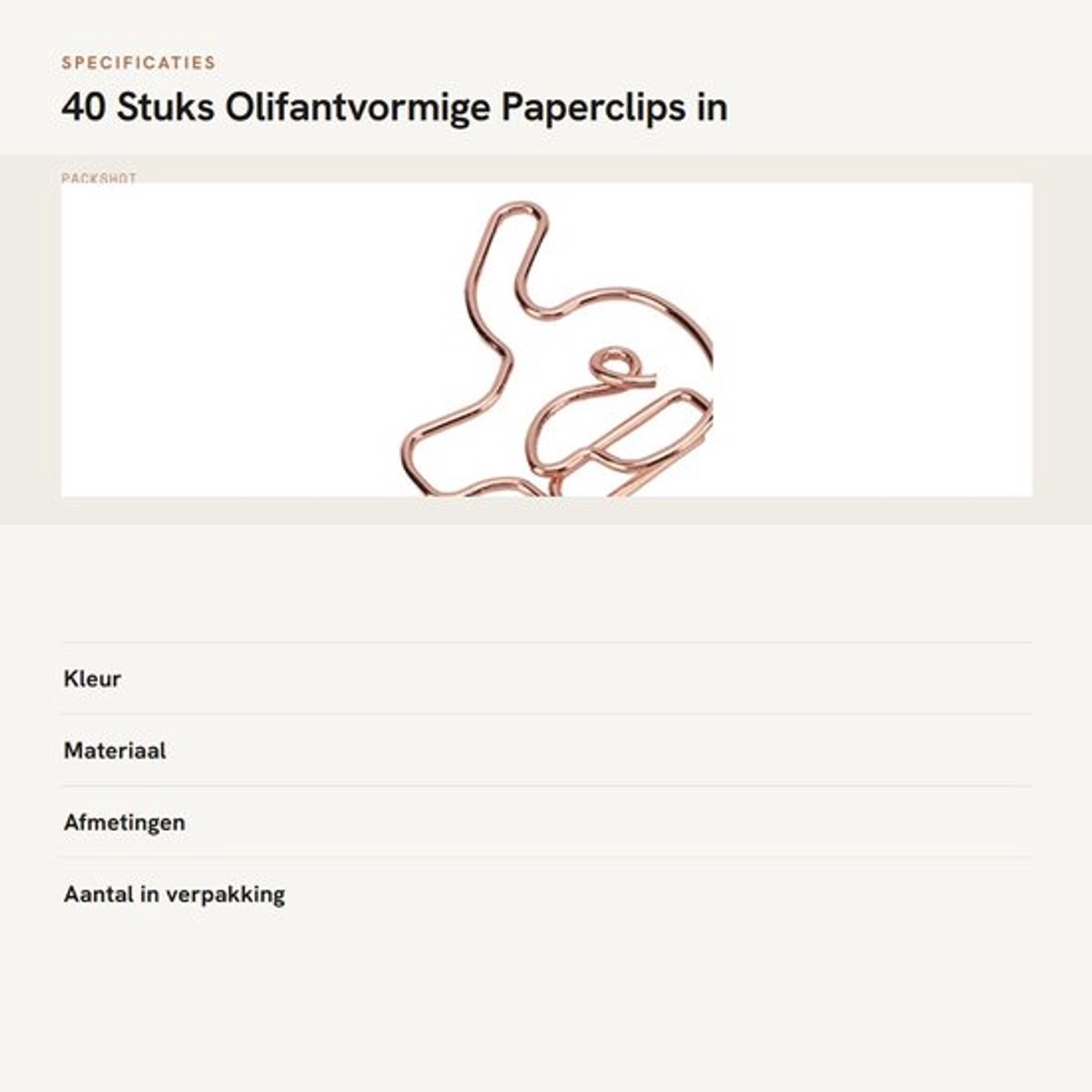 Paperclips 40 Stuks - Olifantvormige Paperclips - Metalen Paperclips - Roze Gouden Paperclips - Bladwijzers - Duidelijke Doos
