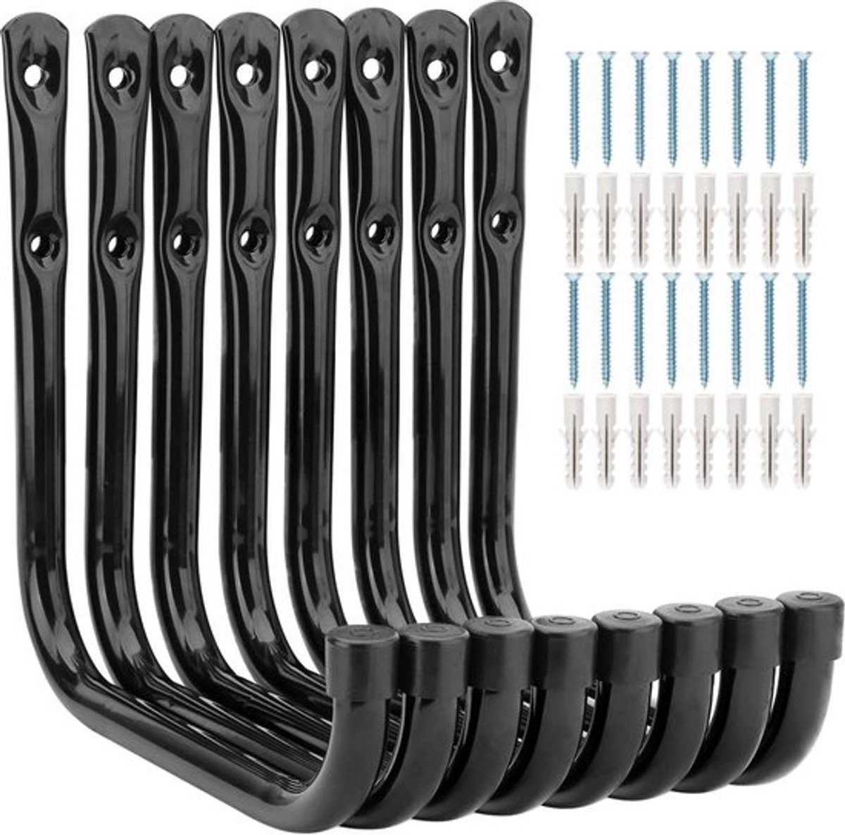 8-delige set ladderhaken voor garage-opslag - zware belastbare wandmontage - opvouwbare stoelen - volumineuze items - fietsladder-opbergsysteem - draaiende plafondhaak