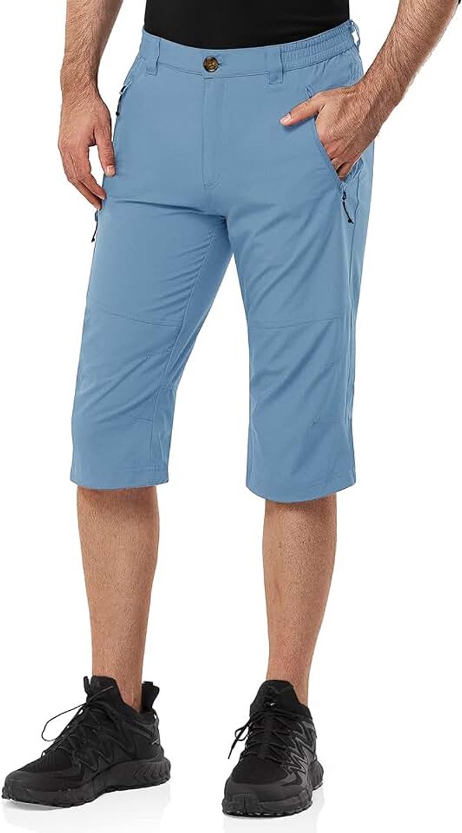 Shorts, korte wandelbroek, stretch, lichte fietsbroek, zomer, capri, driekwart, outdoorbroek, UPF 50+, met veel zakken, voor wandelen, hardlopen, fietsen