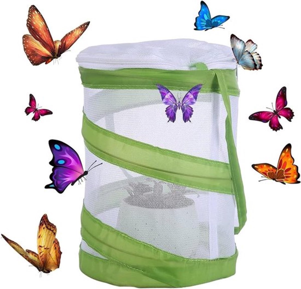 Insectenkweeknet voor vlinders en andere insecten, draagbaar en opvouwbaar, ideaal voor kweken en observeren van insecten in de natuurlijke omgeving (groen)